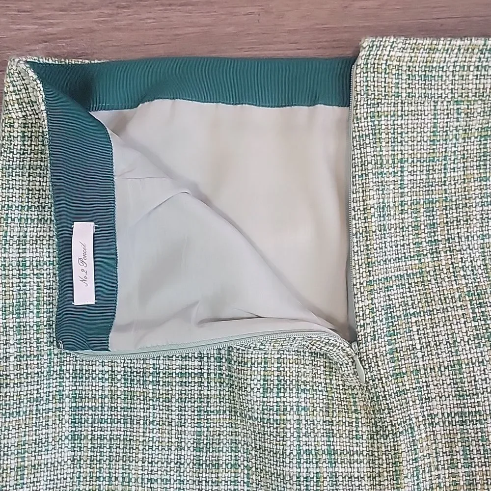 J. Crew Green Tweed Mini Pencil Mini Skirt Womens Size 10
